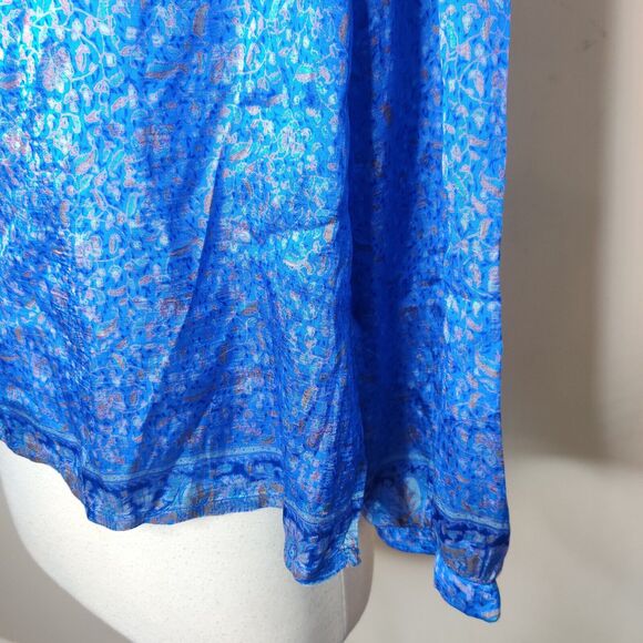 Matta 100% Silk Blouse Top Tie Neck Dainty Flower - Picture 5 of 9